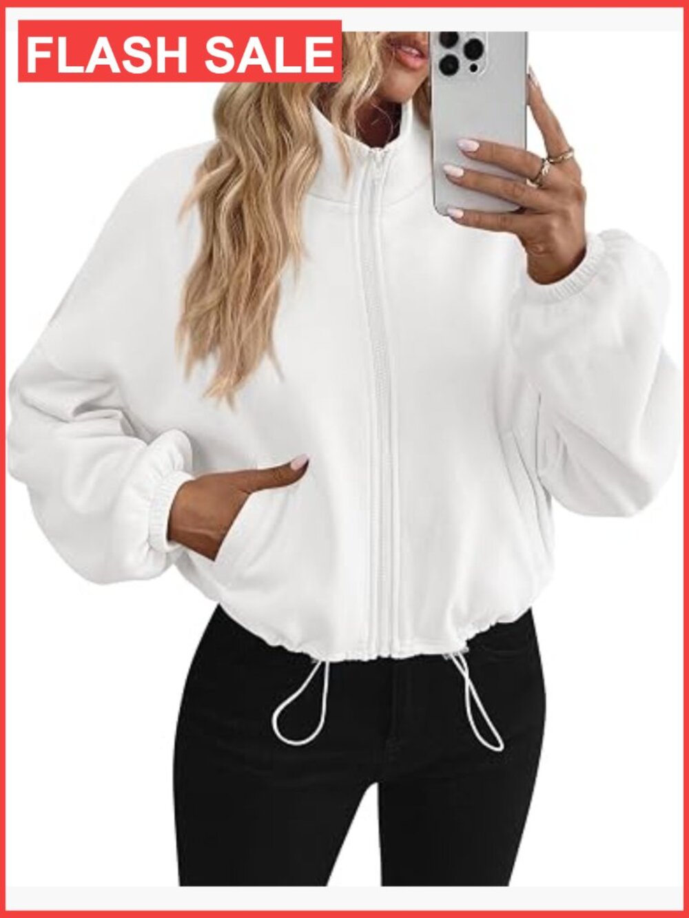 Cozy Cropped Fleece Zip Up Sweatshirt Jacket Women's Warm Oversized
